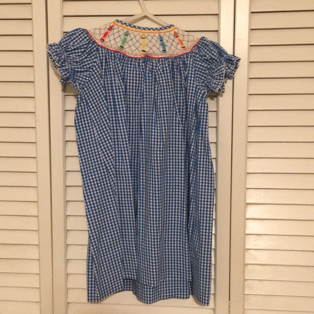 Smocked crayon short sleeve dress